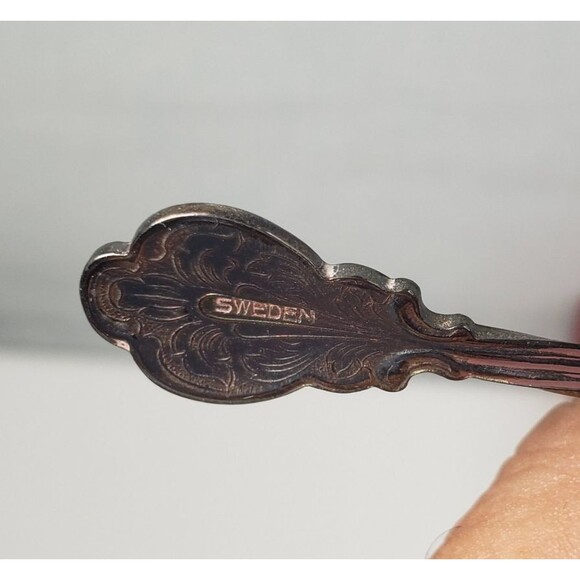 Vintage Nils Johan of Sweden Tidbit Tongs Silverplated Sugar Tongs Hinged w/Box - Picture 16 of 16